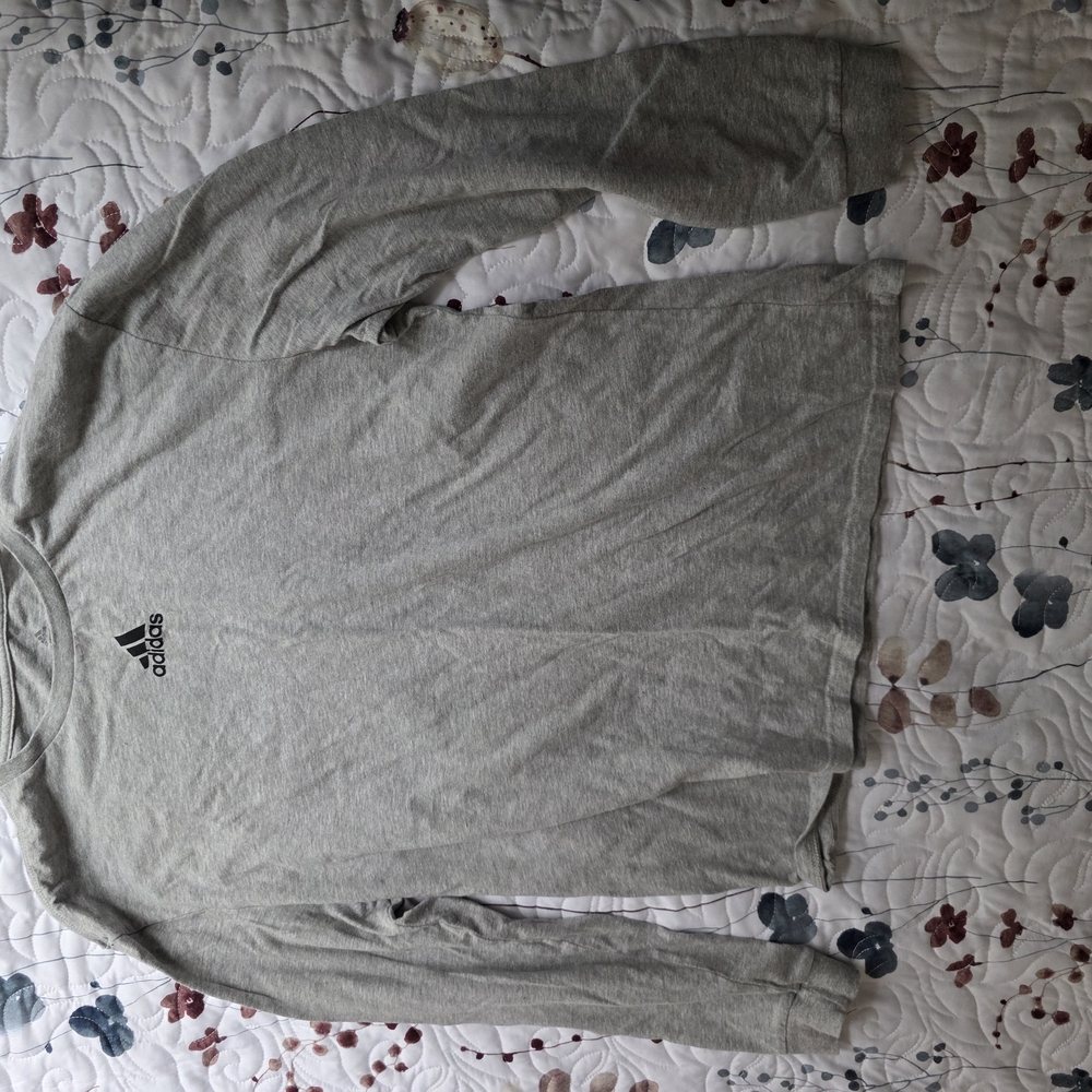 Adidas Men's Light Gray Long Sleeve Tee